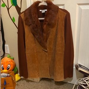 XS- NEW without tags, Nygard REAL Leather and rabbit fur lined jacket